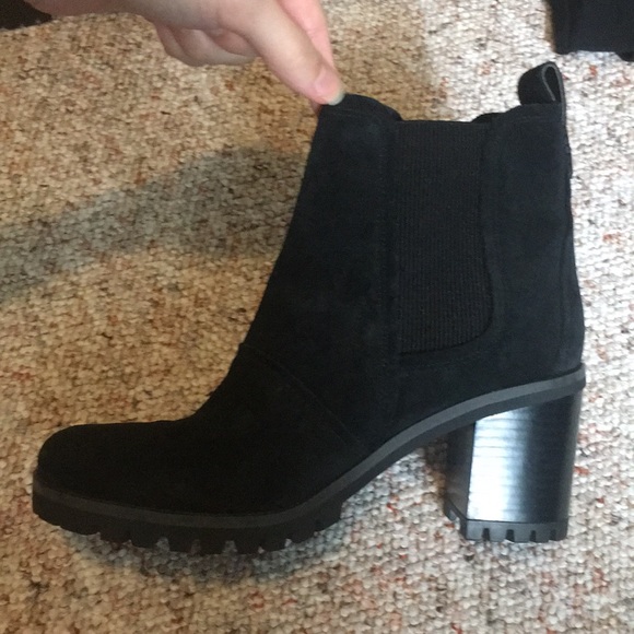 UGG Black Suede High Heel Pull-on Boots - Picture 3 of 16